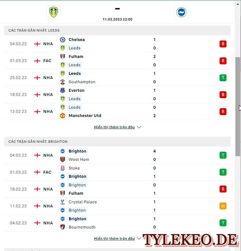 Leeds vs Brighton