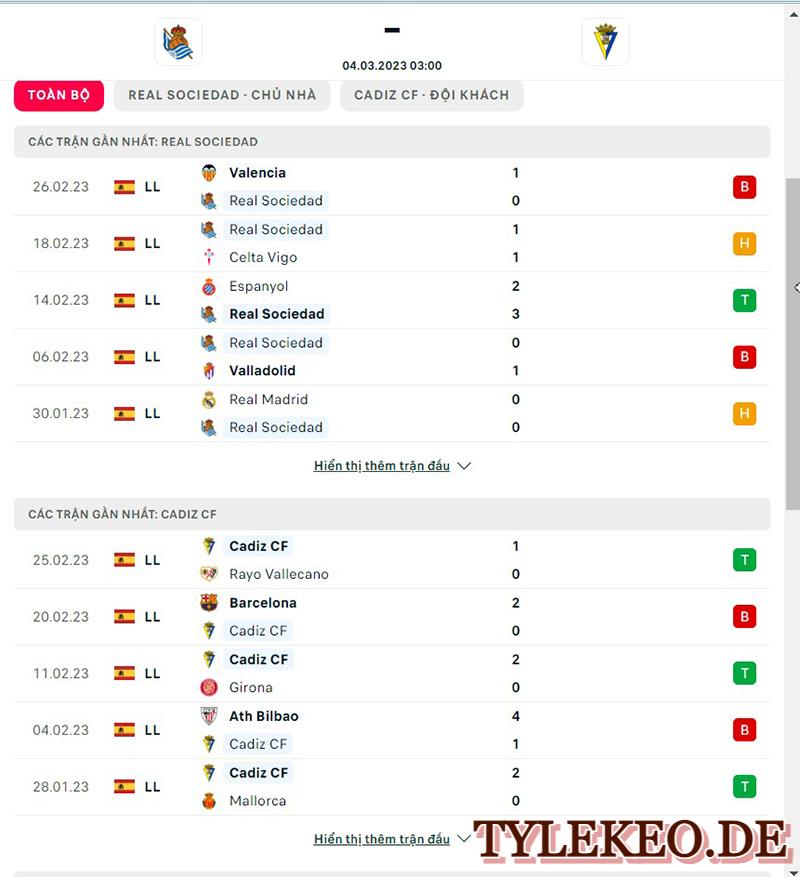 Real Sociedad vs Cadiz