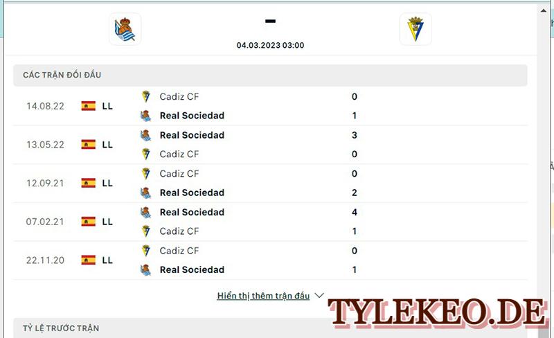 Real Sociedad vs Cadiz