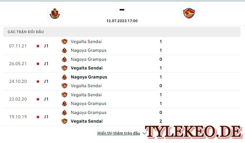 Nagoya Grampus vs Vegalta Sendai